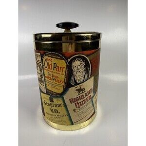 Vintage MCM Kaywoodie Tobacco Canister Humidor Whiskey Labels Old Crow Seagram’s